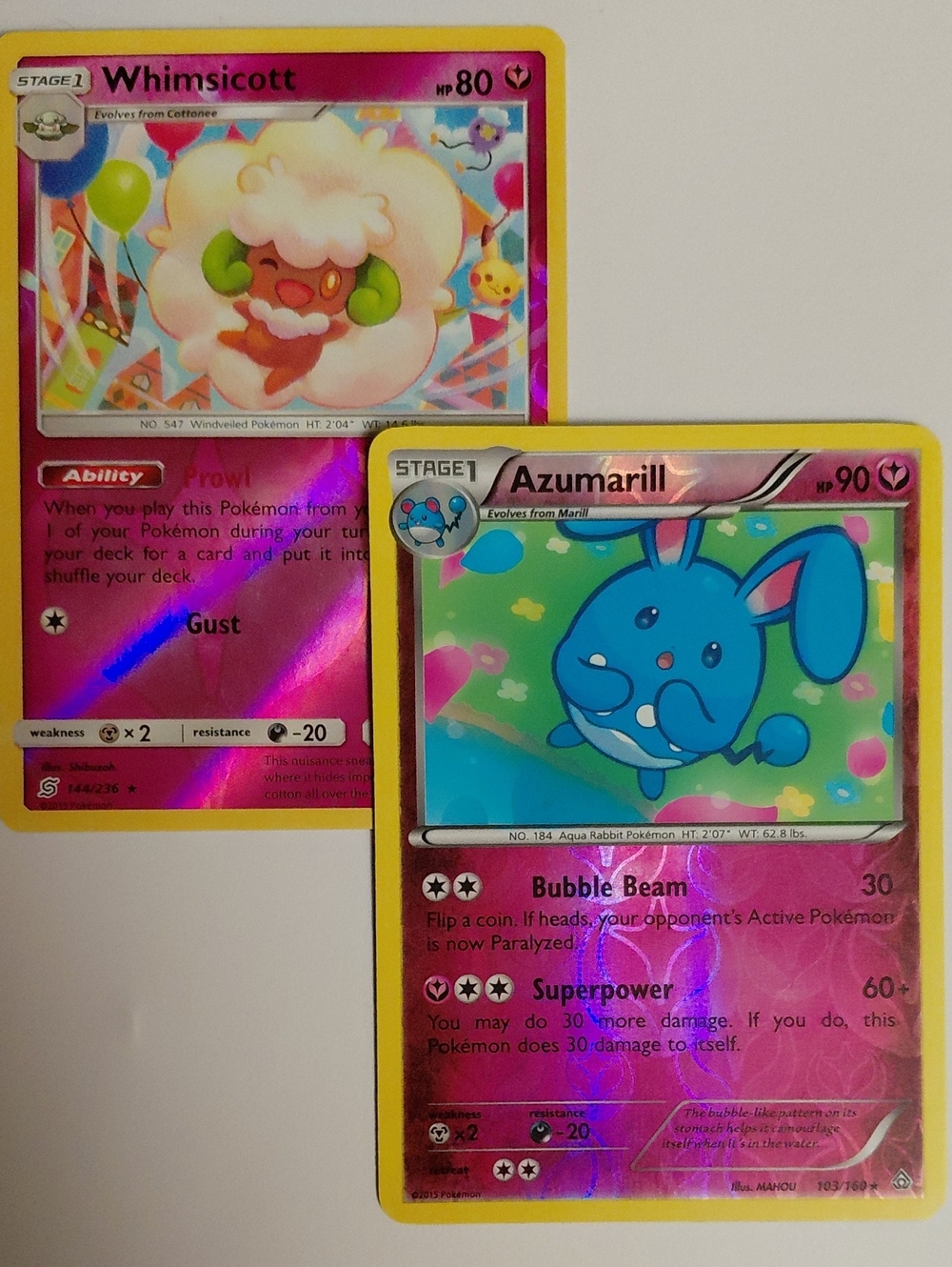 Cutie Fairy Card Lot - Pokemon - Whimsicott And Azumarill